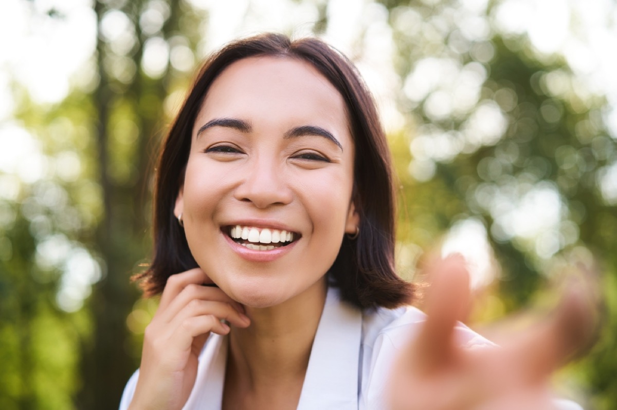 Smiling patient outdoors